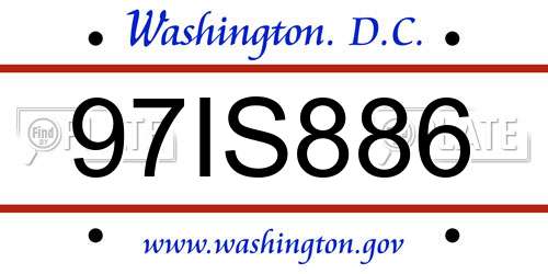 97IS886 District Of Columbia License Plate
