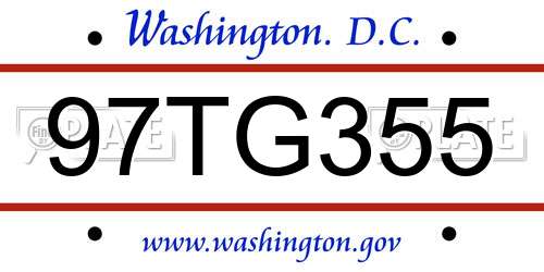 97TG355 District Of Columbia License Plate