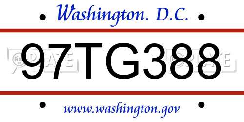 97TG388 District Of Columbia License Plate