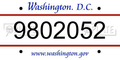9802052 District Of Columbia License Plate