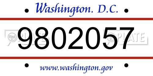 9802057 District Of Columbia License Plate
