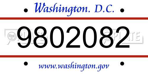 9802082 District Of Columbia License Plate