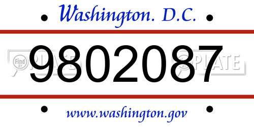 9802087 District Of Columbia License Plate