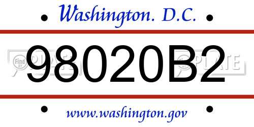 98020B2 District Of Columbia License Plate