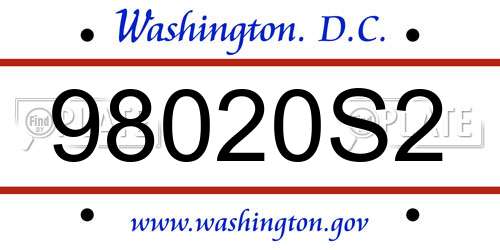 98020S2 District Of Columbia License Plate