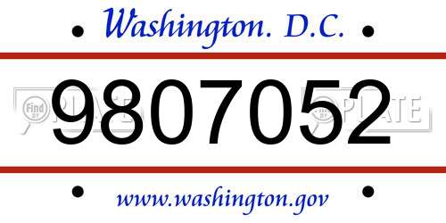9807052 District Of Columbia License Plate
