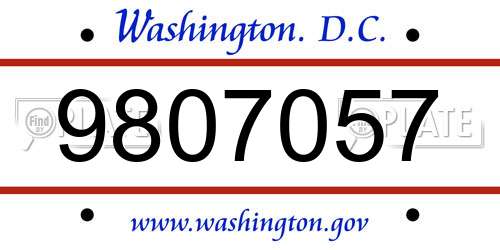 9807057 District Of Columbia License Plate