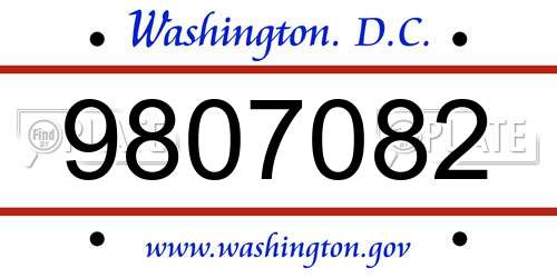 9807082 District Of Columbia License Plate