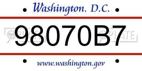 98070B7 District Of Columbia License Plate
