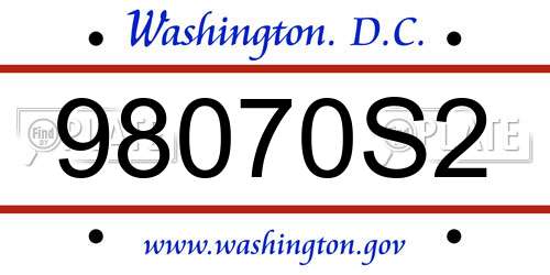 98070S2 District Of Columbia License Plate