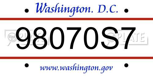 98070S7 District Of Columbia License Plate