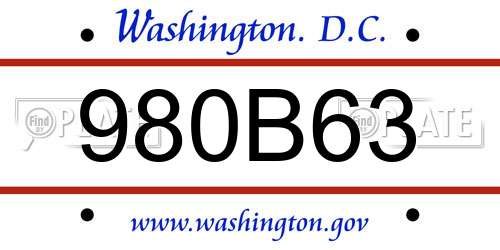 980B63 District Of Columbia License Plate