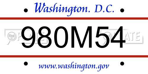 980M54 District Of Columbia License Plate