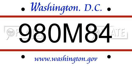 980M84 District Of Columbia License Plate