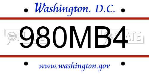 980MB4 District Of Columbia License Plate