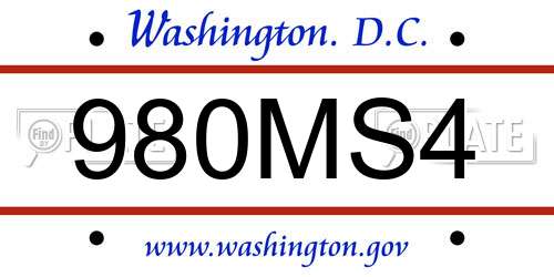 980MS4 District Of Columbia License Plate