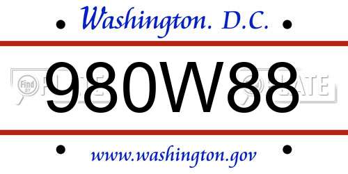 980W88 District Of Columbia License Plate