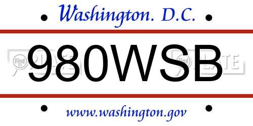 980WSB District Of Columbia License Plate
