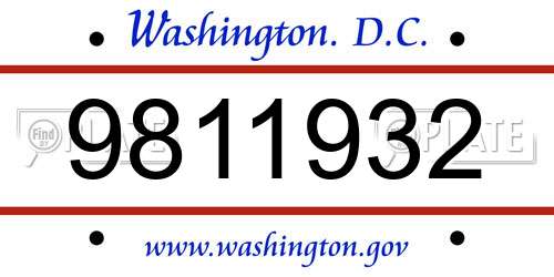 9811932 District Of Columbia License Plate