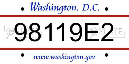 98119E2 District Of Columbia License Plate
