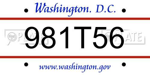 981T56 District Of Columbia License Plate