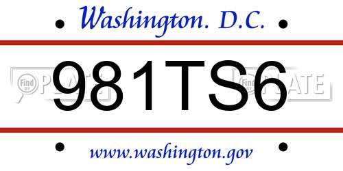 981TS6 District Of Columbia License Plate