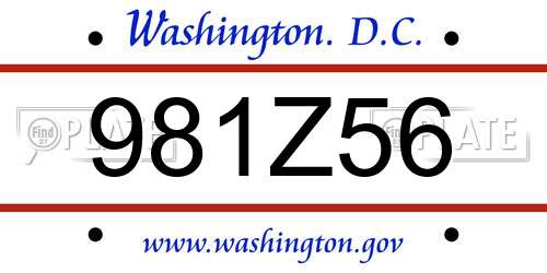 981Z56 District Of Columbia License Plate