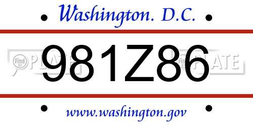 981Z86 District Of Columbia License Plate