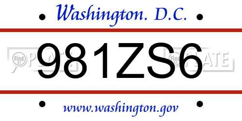981ZS6 District Of Columbia License Plate