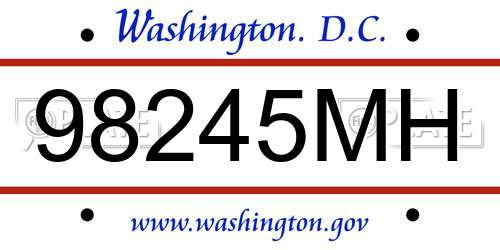 98245MH District Of Columbia License Plate