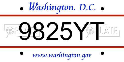 9825YT District Of Columbia License Plate