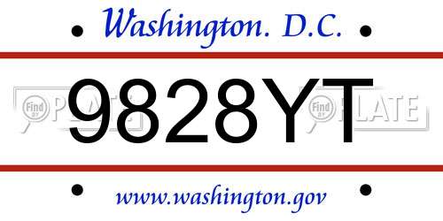 9828YT District Of Columbia License Plate