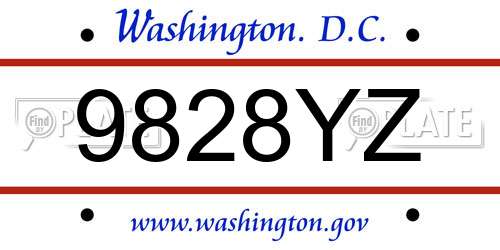 9828YZ District Of Columbia License Plate