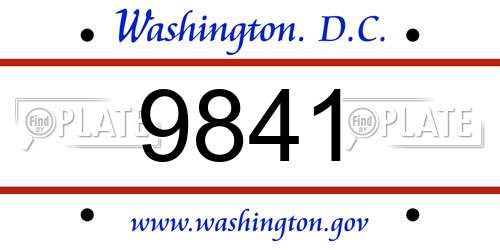 9841 District Of Columbia License Plate