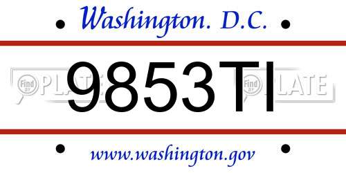 9853TI District Of Columbia License Plate