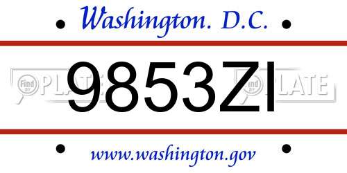 9853ZI District Of Columbia License Plate
