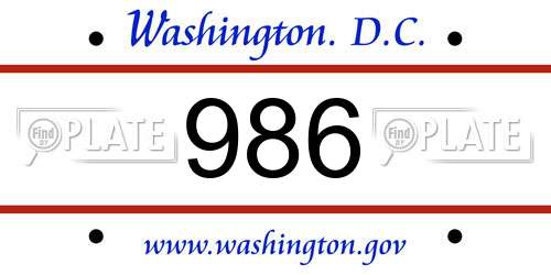 986 District Of Columbia License Plate
