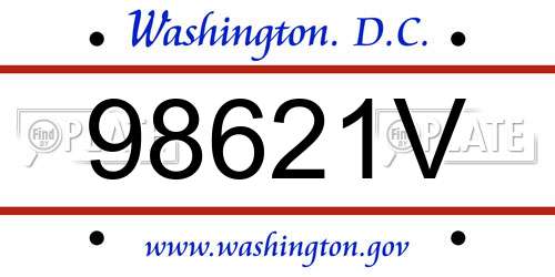 98621V District Of Columbia License Plate