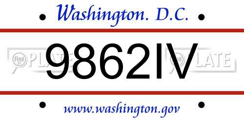 9862IV District Of Columbia License Plate