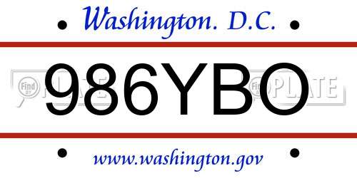 986YBO District Of Columbia License Plate