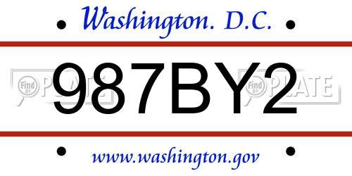 987BY2 District Of Columbia License Plate