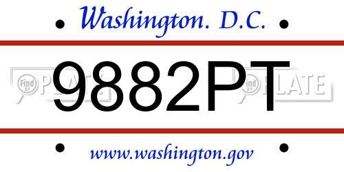 9882PT District Of Columbia License Plate