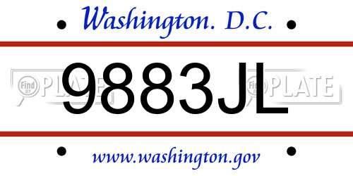 9883JL District Of Columbia License Plate