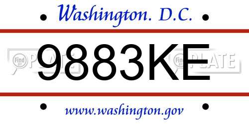 9883KE District Of Columbia License Plate