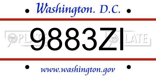 9883ZI District Of Columbia License Plate