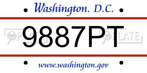 9887PT District Of Columbia License Plate