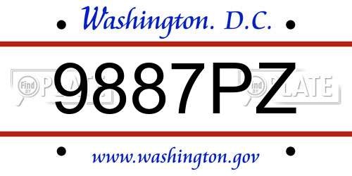 9887PZ District Of Columbia License Plate