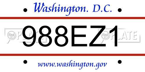 988EZ1 District Of Columbia License Plate