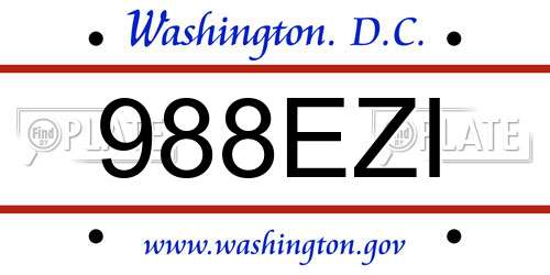 988EZI District Of Columbia License Plate