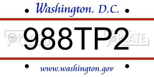 988TP2 District Of Columbia License Plate